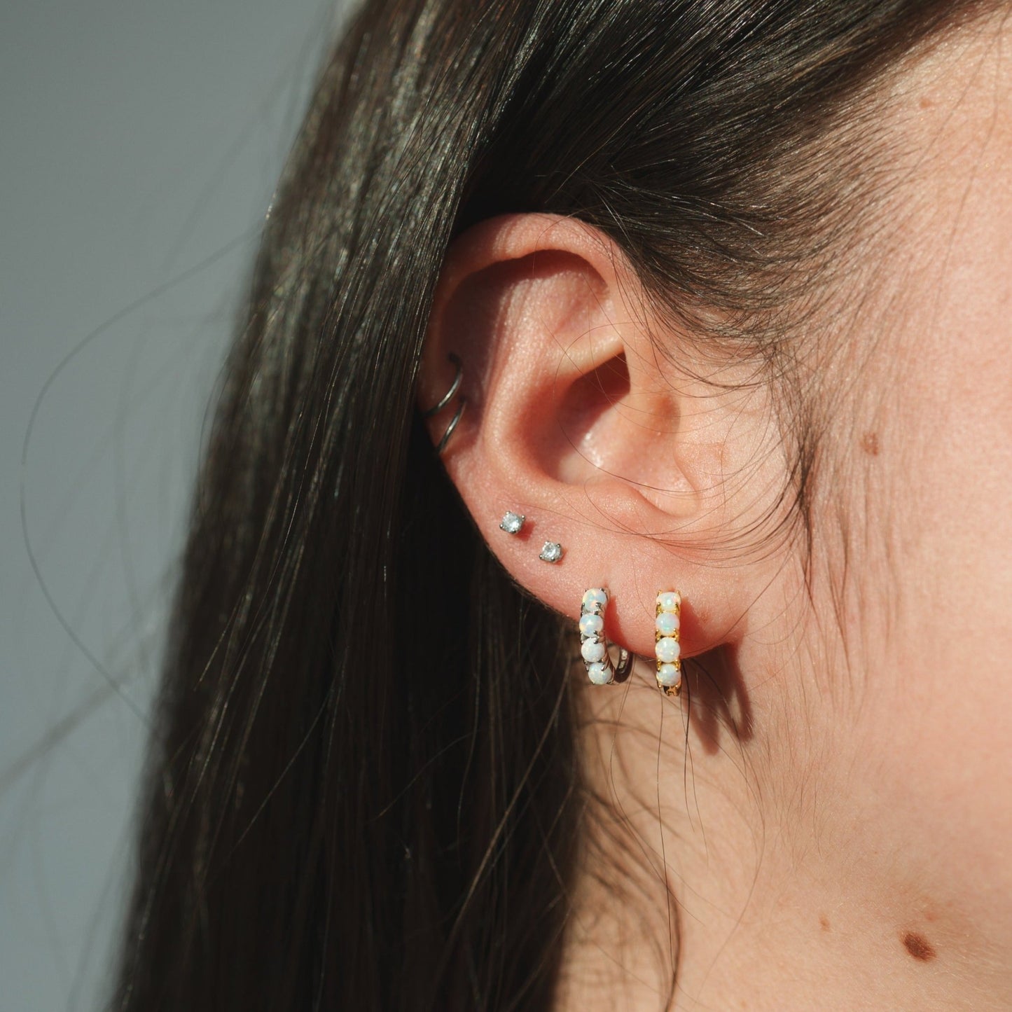 Faux Opal Huggie Earrings