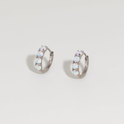 Faux Opal Huggie Earrings