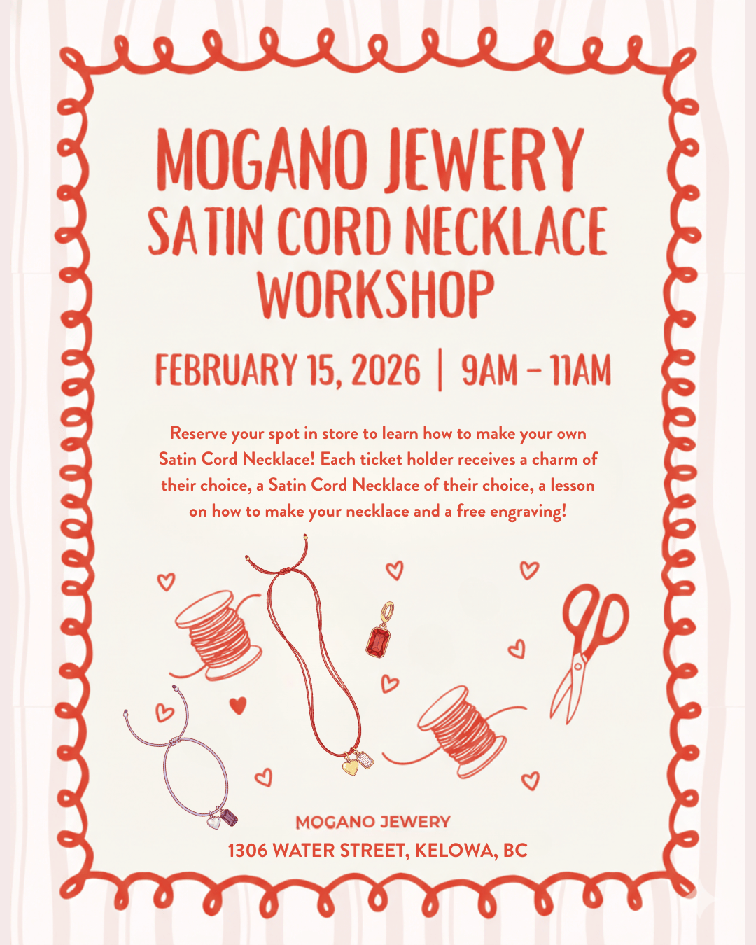 Valentine's Day Satin Cord Necklace Making Workshop